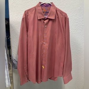 Robert Graham pink/purple plaid long sleeve button up shirt, 2XL